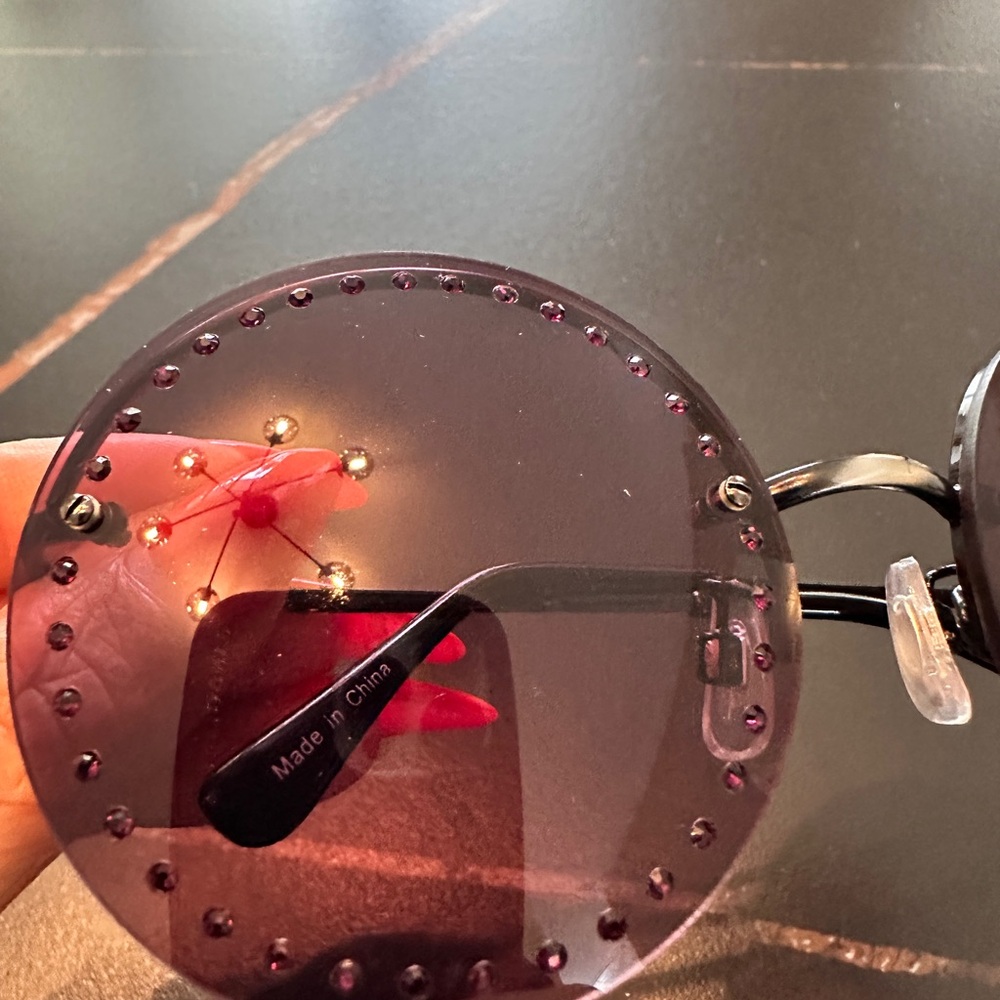 Brian Atwood Embellished Sunglasses Round Purple - Picture 3 of 8